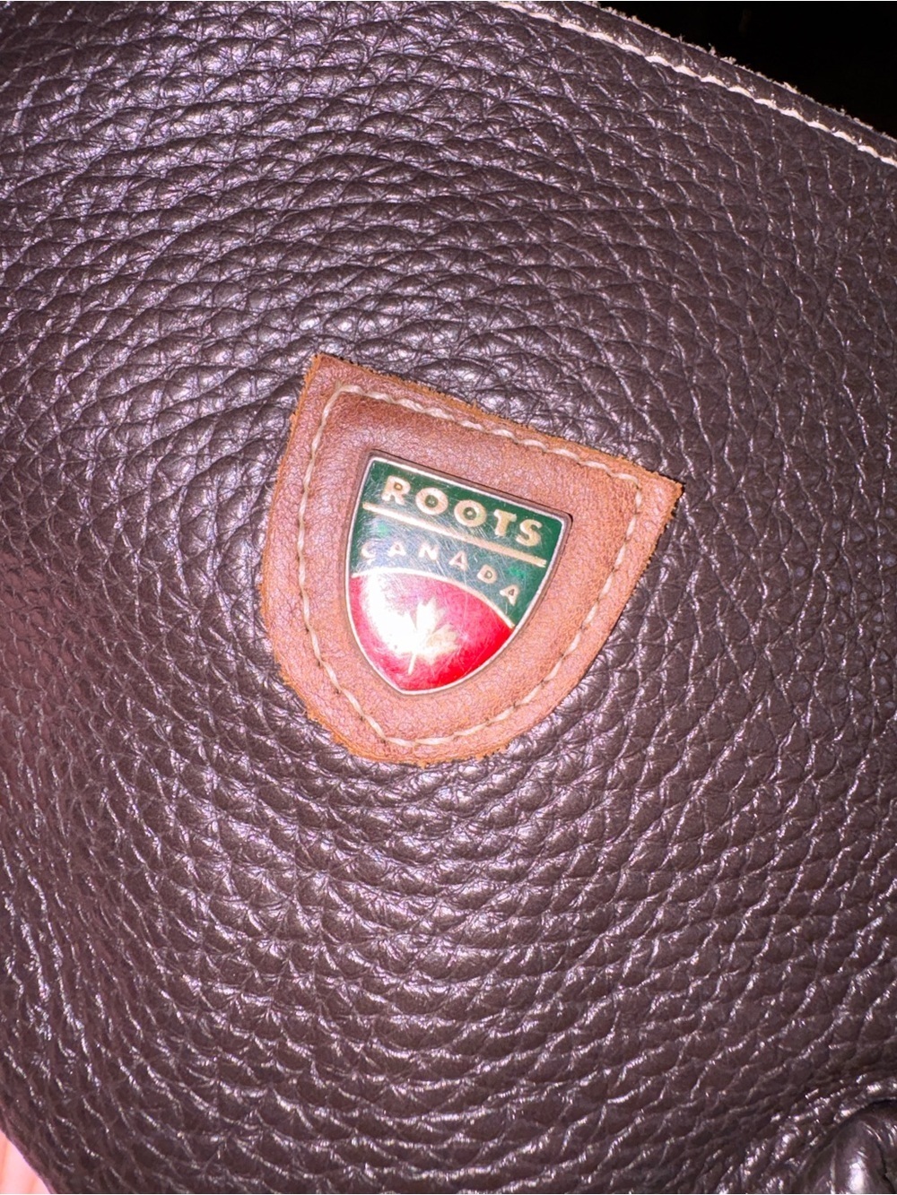 Vintage Roots Dark Brown Pebbled Leather Wristlet with Tan Strap - Picture 10 of 10